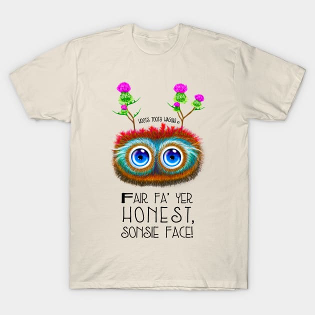 Scottish Haggis, Sonsie Face T-Shirt by brodyquixote